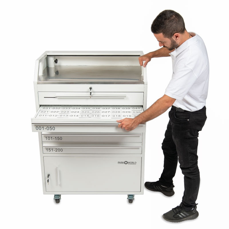 White Valet Podium 200 Key Slot Model Side