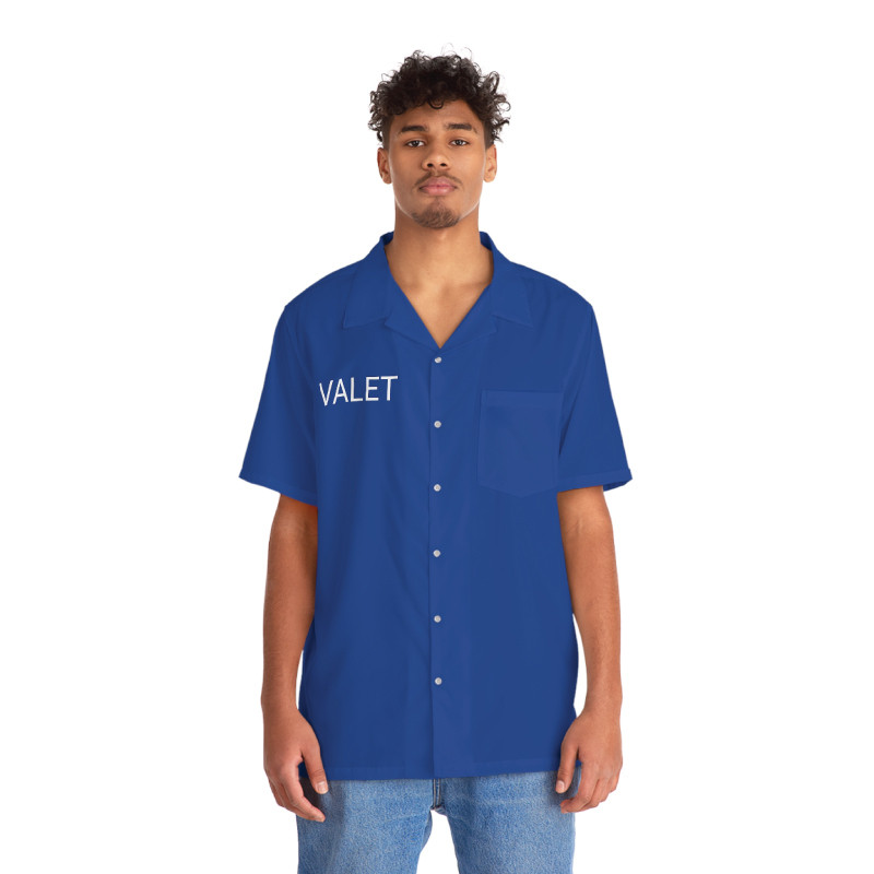Blue Valet parking shirt - front 