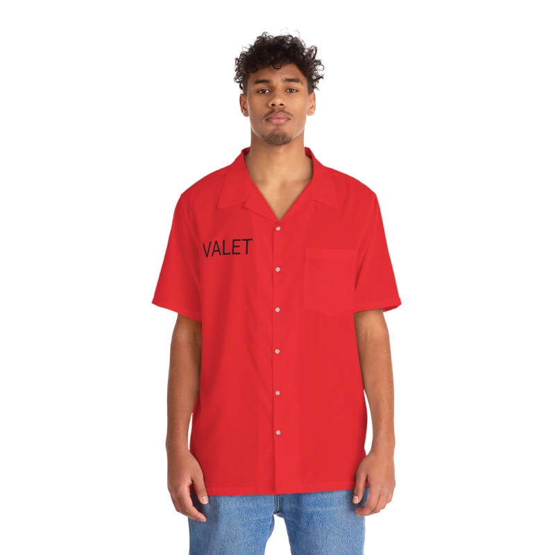 Red Valet parking shirt - front 