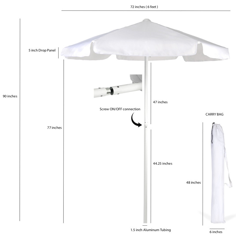 White Valet Parking Umbrella sizes