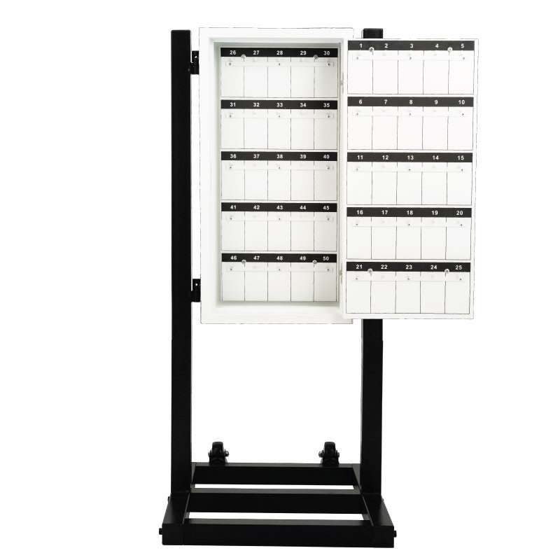 White Valet Parking Key Box 50 Hook Black With Stand Door Open