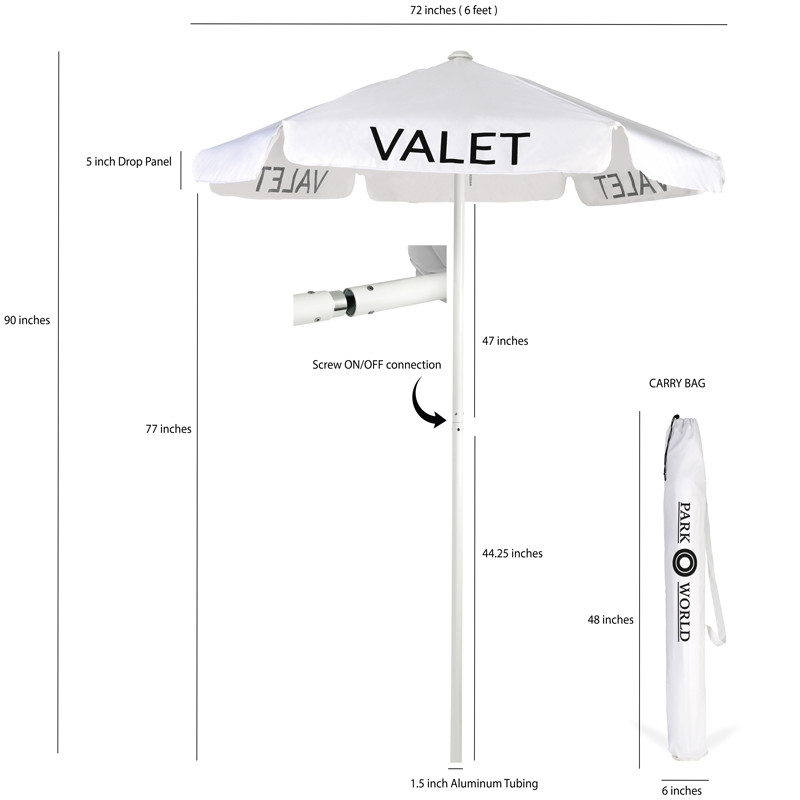White Valet Parking Umbrella with Printing sizes