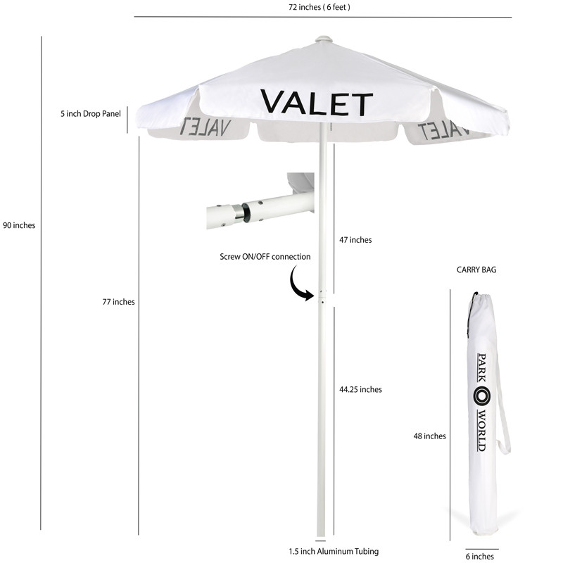 White Valet Parking Umbrella with Printing sizes