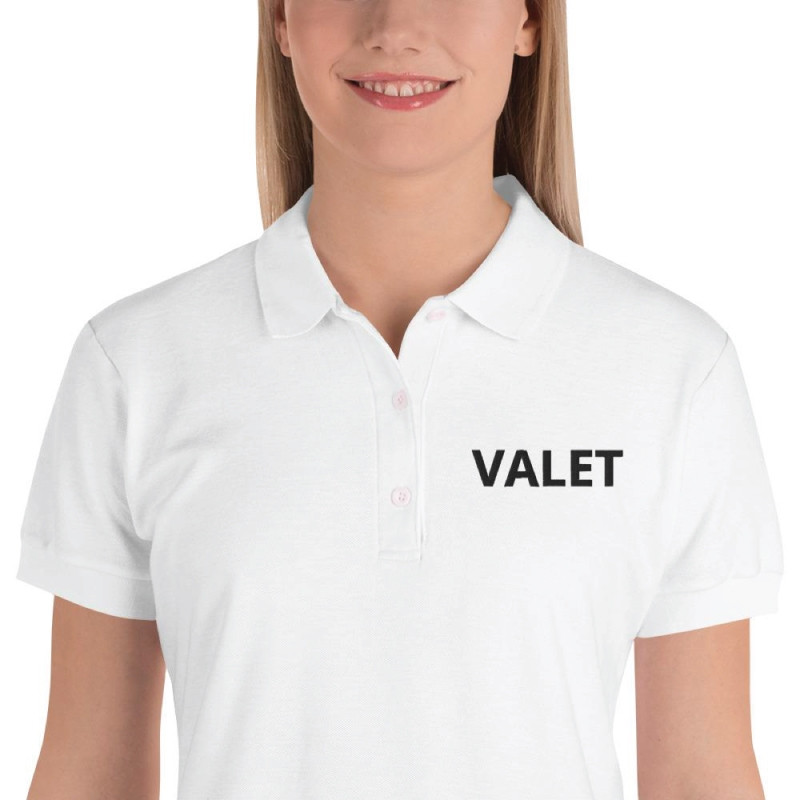 White Valet Polo Shirt Detail