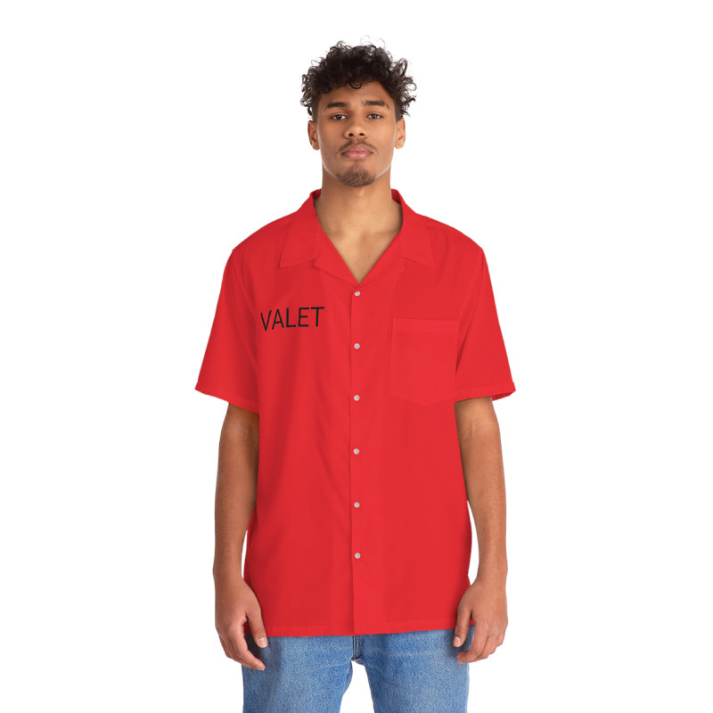 Red Valet parking shirt - front 