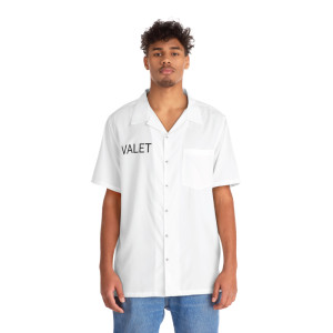 White Valet parking shirt - front 