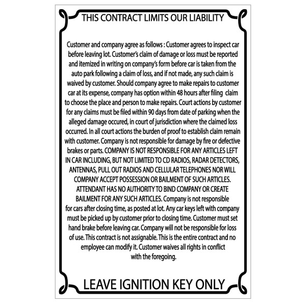 Reflective White Liability Sign
